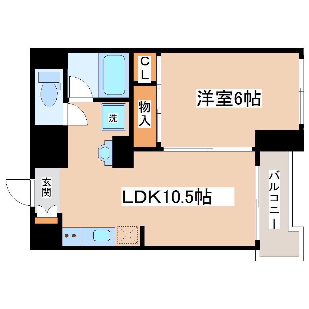 平和マンション北仙台(1LDK/3階)の間取り写真