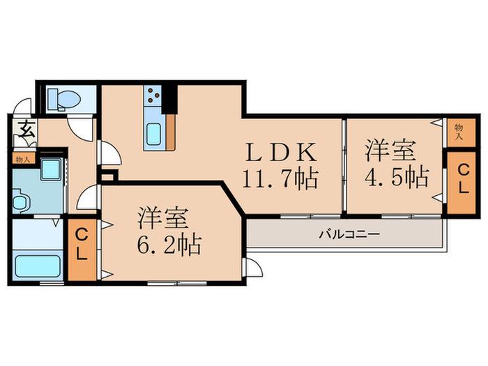 LA LUCE(2LDK/2階)の間取り写真