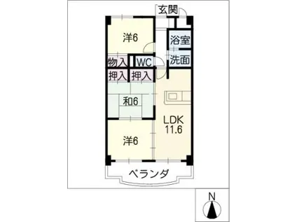 パークサイド琵琶里(3LDK/1階)の間取り写真