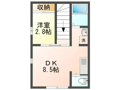 シャルマンハイム(1DK/2階)の間取り写真