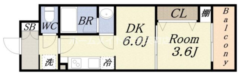 ALIVIS九条(1DK/9階)の間取り写真