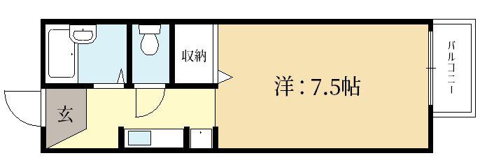 サニーハイツ中川C棟(ワンルーム/2階)の間取り写真
