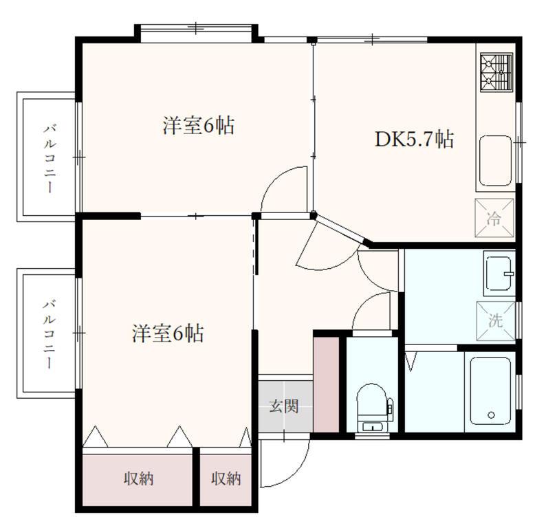 APARTMENTHOUSEグロウ(2DK/1階)の間取り写真