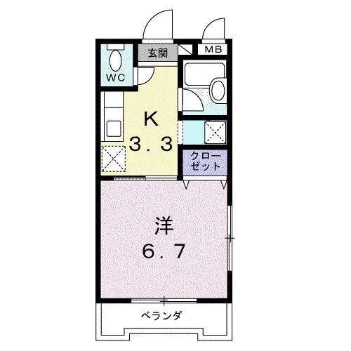 八坂マンション(1K/2階)の間取り写真