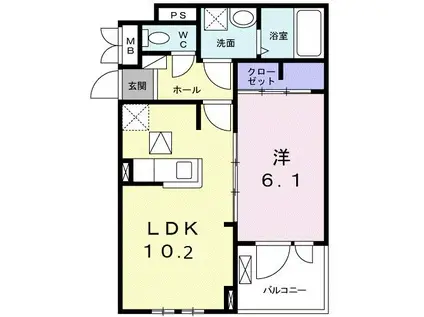 エムズトレ(1LDK/3階)の間取り写真