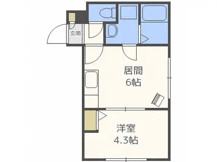 インヴェストN5(1DK/3階)の間取り写真