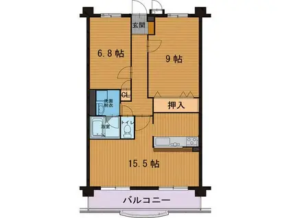 ブルームはやし(2LDK/3階)の間取り写真