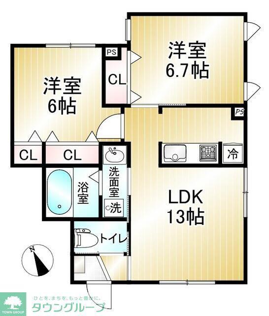 ユーフォリア武蔵野(2LDK/1階)の間取り写真