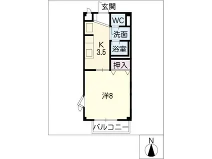 ノーブルFUJII(1K/2階)の間取り写真