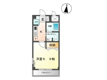 グランドール参番館(1K/1階)の間取り写真