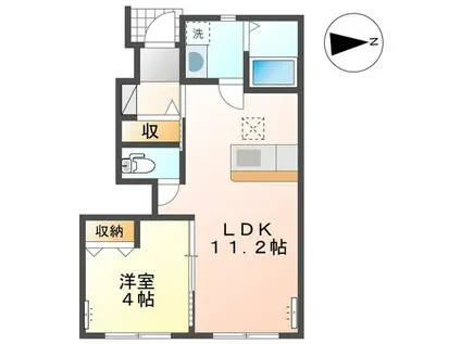 大切なペットと暮らせる(1LDK/1階)の間取り写真