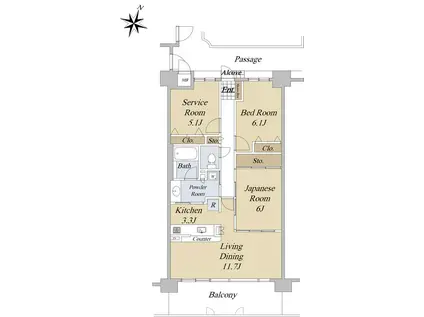 本山アーバンライフ(2SLDK/6階)の間取り写真