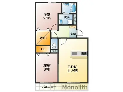 セピアコート鳳(2LDK/1階)の間取り写真