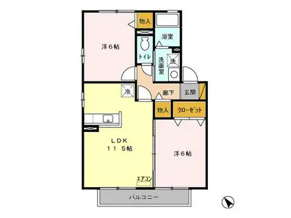ヴィルヌープⅡ(2LDK/2階)の間取り写真