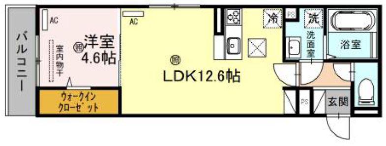HABITATION神戸(1LDK/1階)の間取り写真