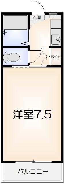 ヴェルメゾンツイン A(1K/2階)の間取り写真