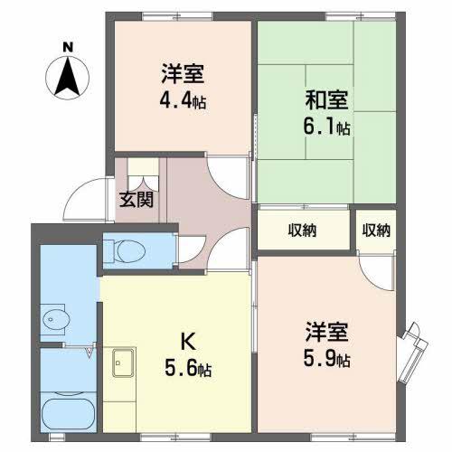 フレグランス竜山A・C(3K/1階)の間取り写真