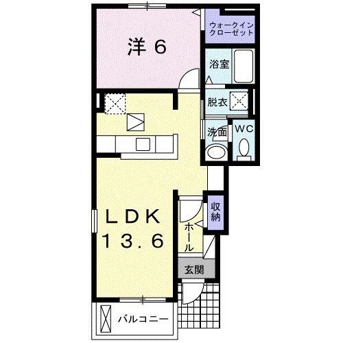 ベルモント スクエア(1LDK/1階)の間取り写真