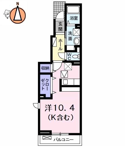 アルバ カーサI(ワンルーム/1階)の間取り写真
