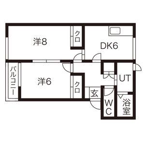 ブルーメンコールC(2DK/1階)の間取り写真