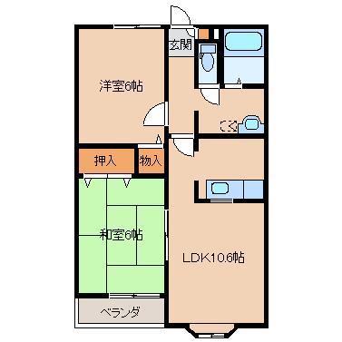 ウエスタンシティ7号棟(2LDK/2階)の間取り写真