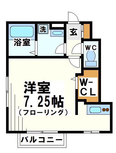 ローズガーデンハウス(1SK/1階)の間取り写真