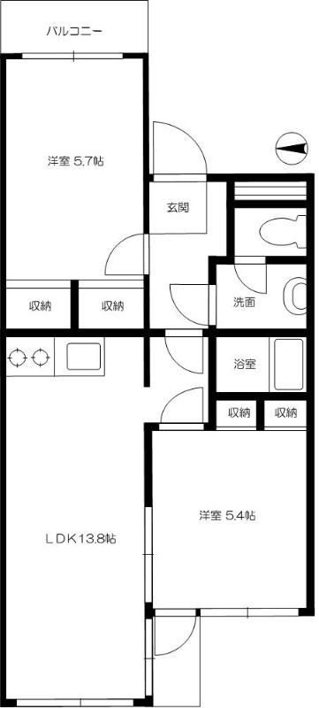 メゾンユニテ(2LDK/3階)の間取り写真