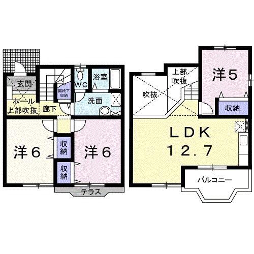 レジデンスリリーB(3LDK/1階)の間取り写真