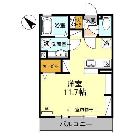 D-ROOMBUSINESS花垣(ワンルーム/2階)の間取り写真