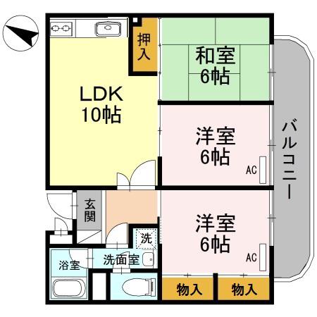 パークスI(3LDK/2階)の間取り写真