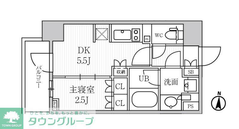 シーズンフラッツ菊川(1DK/9階)の間取り写真
