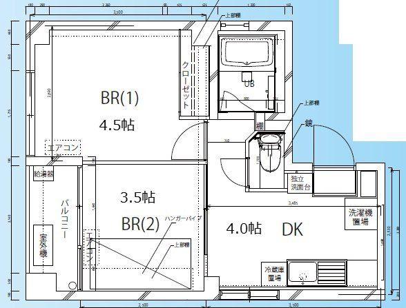リヒトライフ侑里 東十条(2DK/4階)の間取り写真