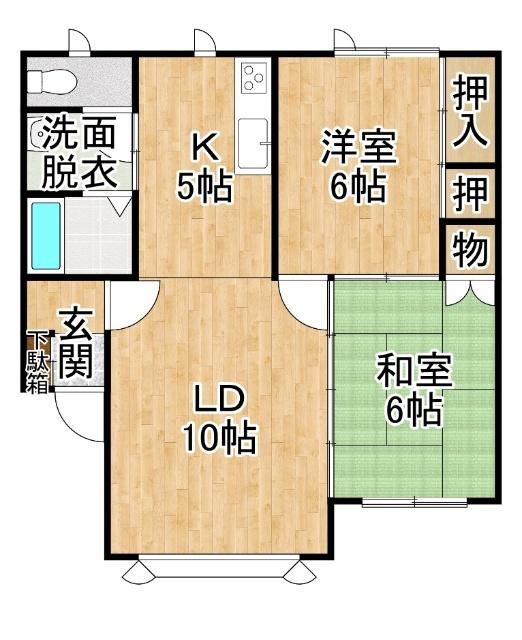 プロヴァンスII(2LDK/2階)の間取り写真
