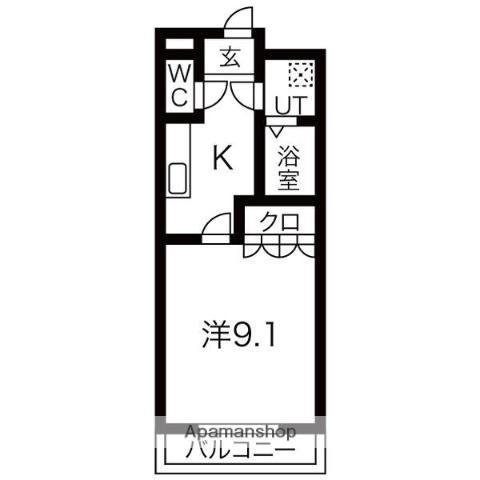 フィオーレTM(1K/1階)の間取り写真