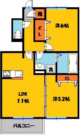 グラネージュ(2LDK/1階)の間取り写真