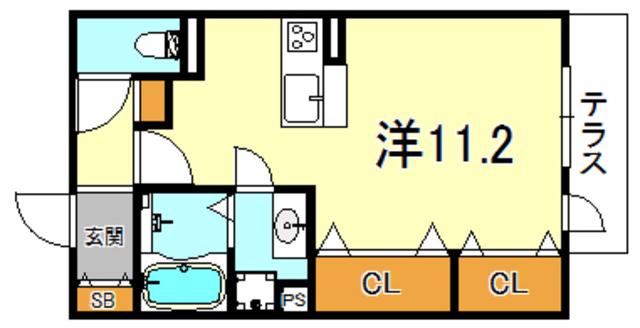 セジュール青谷壱番館(ワンルーム/1階)の間取り写真