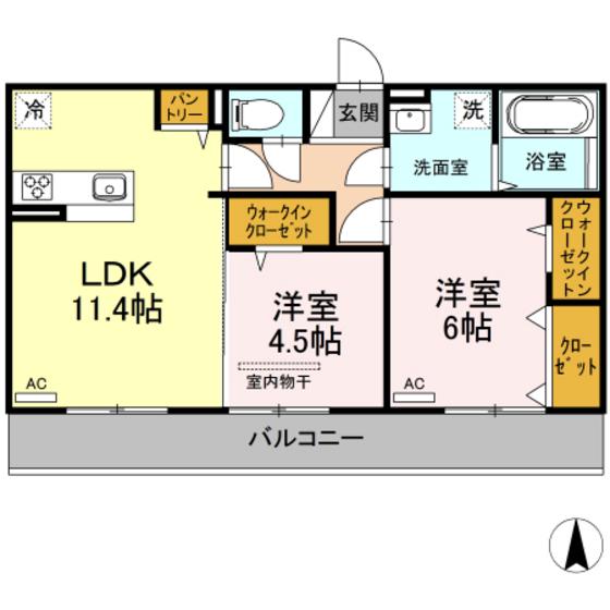 ディア・べルジュII(2LDK/2階)の間取り写真