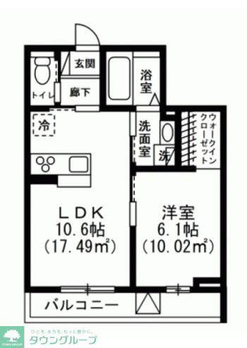 桜クレセント(1LDK/2階)の間取り写真