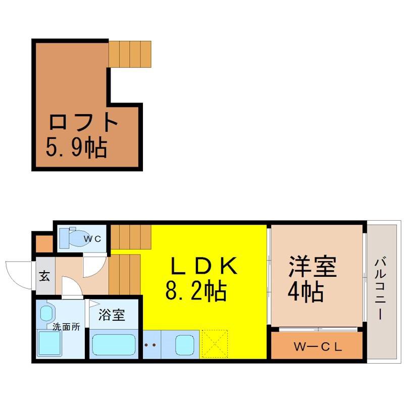 ハーモニーテラス井の森町(1LDK/2階)の間取り写真