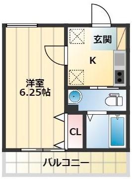 グラン山手(1K/3階)の間取り写真
