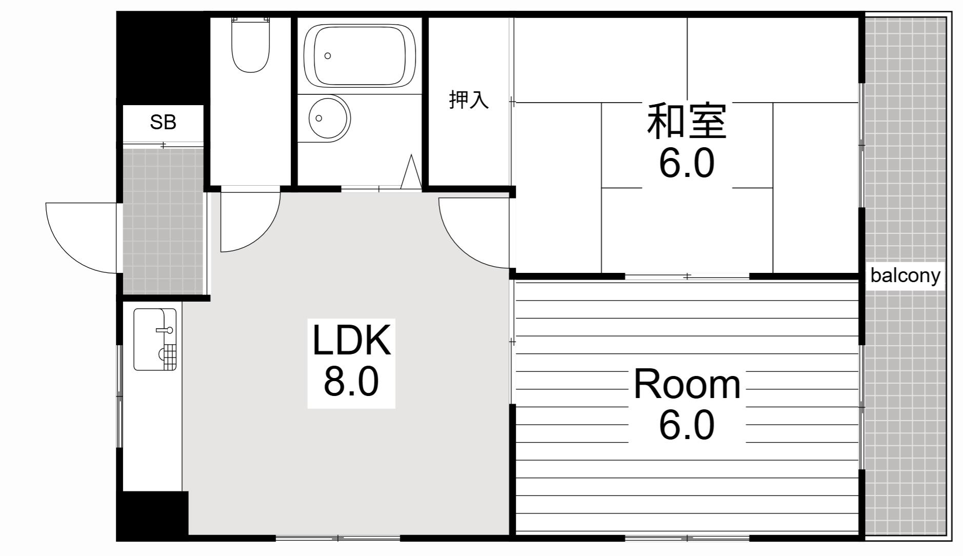 ハイツハセガワII(2LDK/3階)の間取り写真