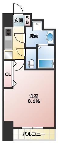 ディームス江坂(1K/4階)の間取り写真