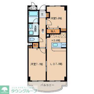 フォレストハサマ(2LDK/1階)の間取り写真