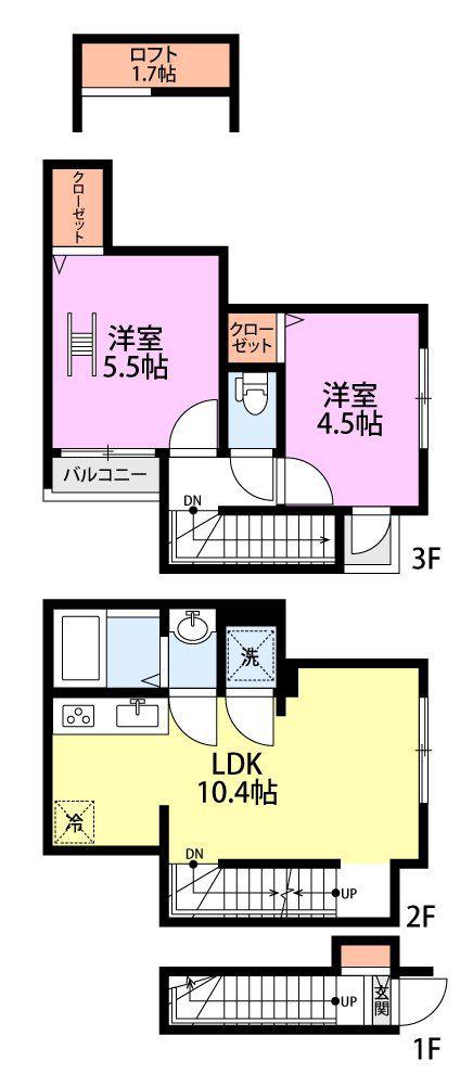 SUNNY PATH(2LDK/2階)の間取り写真