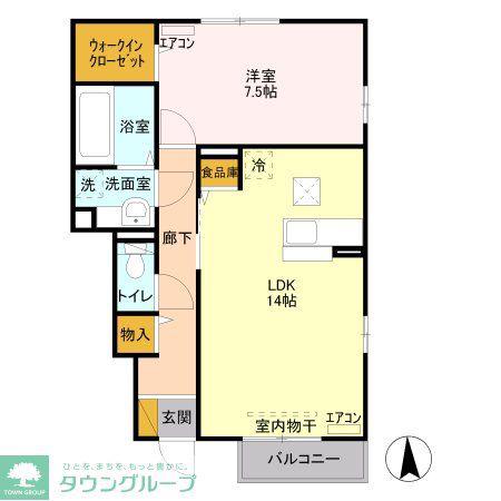 サンクブランシュB(1LDK/1階)の間取り写真