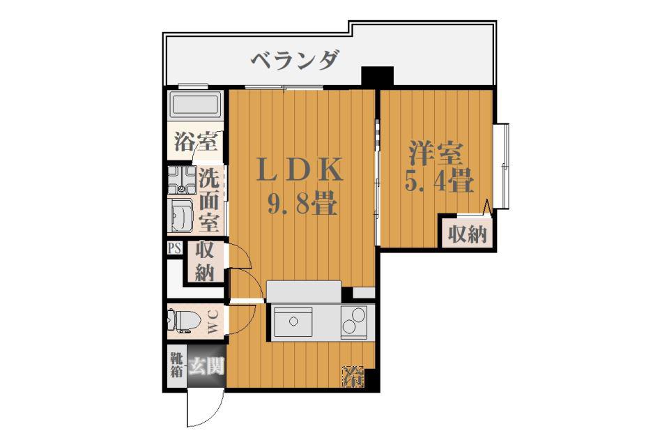 ドリーム城南(1LDK/4階)の間取り写真