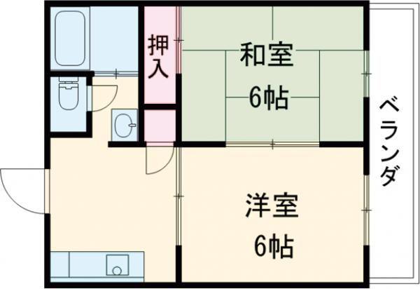 シャンポールヒロセ(2DK/2階)の間取り写真