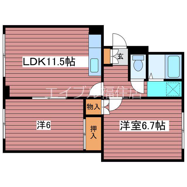 ルーベデンス月寒(2LDK/4階)の間取り写真