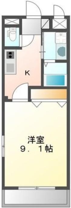 カーサ ロータス(1K/3階)の間取り写真