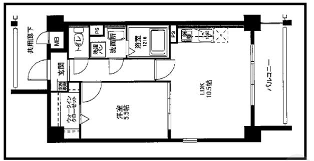 プロニティ空港前(1LDK/5階)の間取り写真
